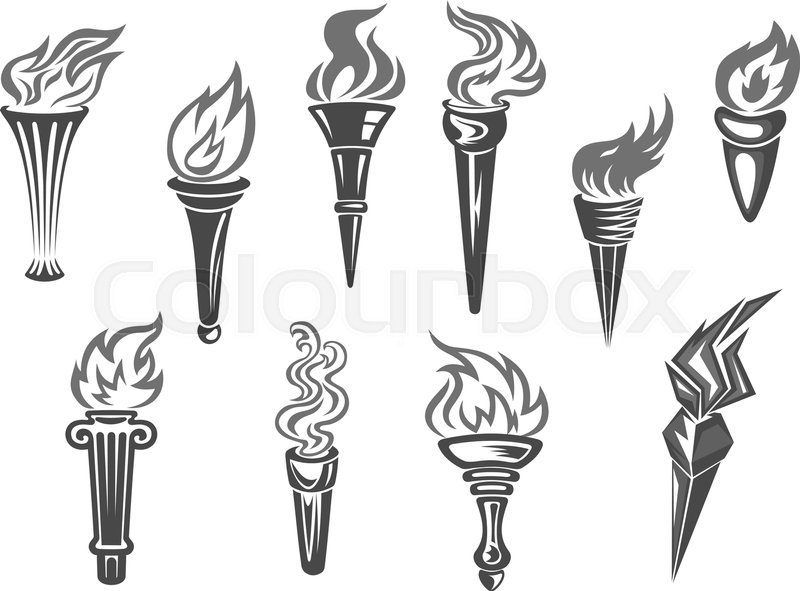 800x591 Olympic Flame Or Fire Torch Icons Stock Vector Colourbox