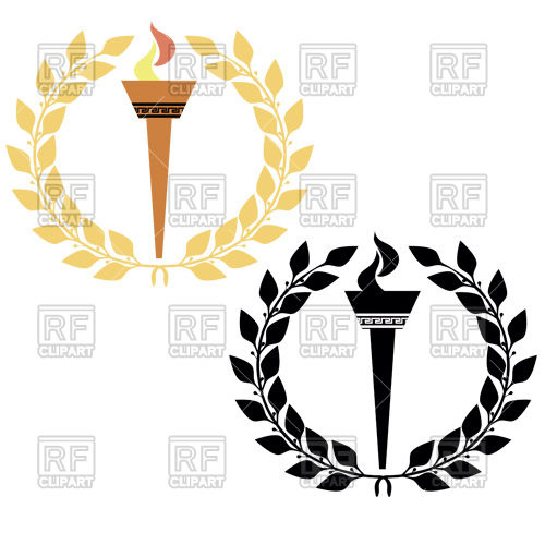 500x500 Olympic Torch And Laurel Wreath Vector Image Of Sport And Leisure