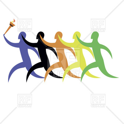 400x400 Running Sportsmen, Symbolic Clolrs Of Continents, Leader