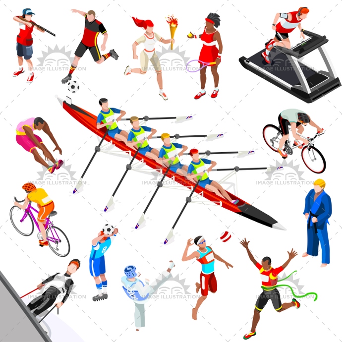 Sport Isometric Sportsmen Game Set Olympic Vector Illustration 690x690 Sport Isometric Sportsmen Game Set Olympic Vector Illustration