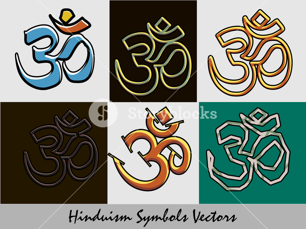 1000x749 Set Of Religious Om Symbols Vector Illustration Royalty Free Stock