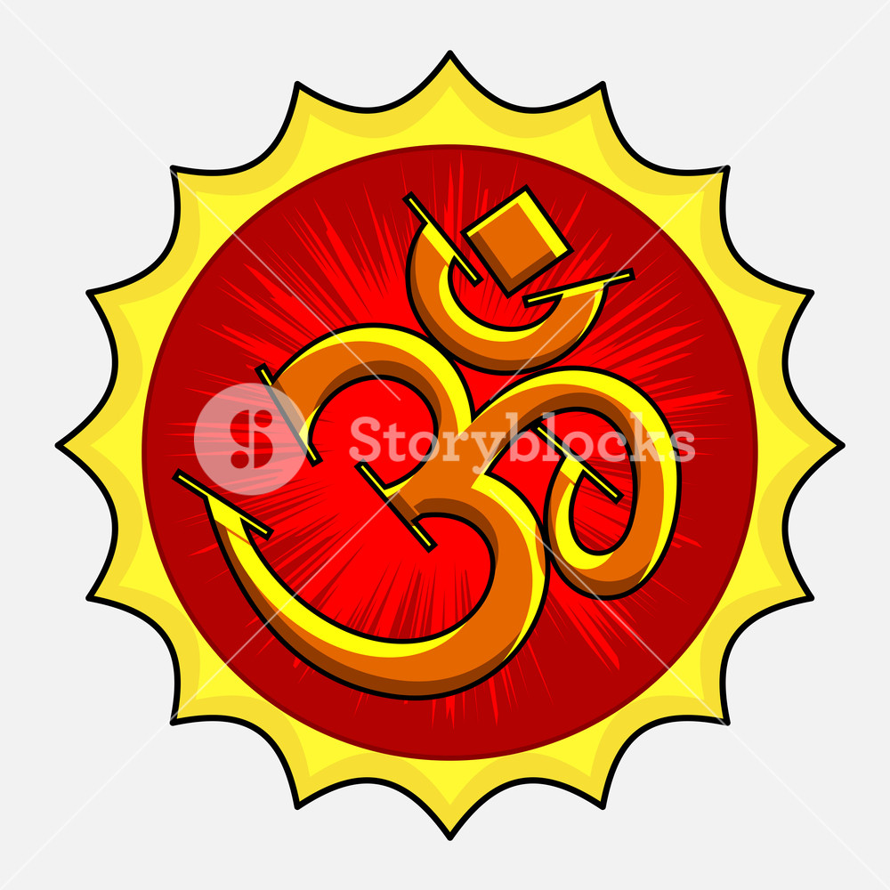 1000x1000 Retro Om Symbol Vector Illustration Royalty Free Stock Image