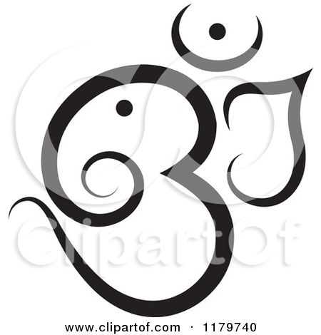 450x470 Clipart Of A Black And White Om Or Aum Hinduism Symbol