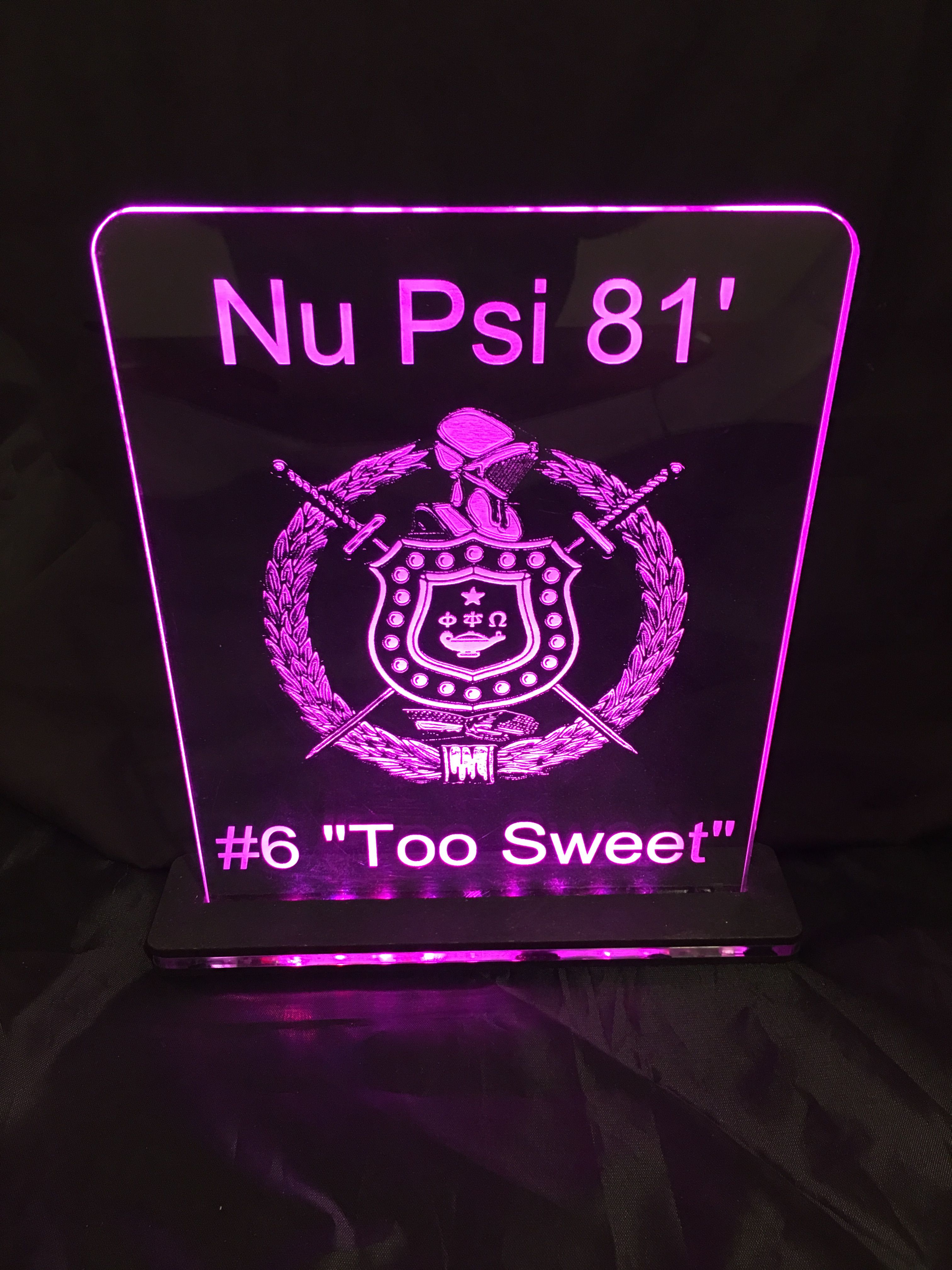 3024x4032 Custom Omega Psi Phi Fraternity Edge Lit Acrylic Sign