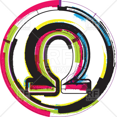 400x400 Colorful Grunge Omega Symbol In Circle Frame Vector Image Of Signs