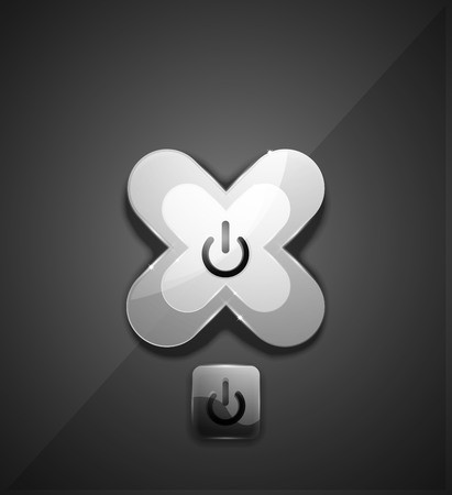 411x450 Glass Transparent Effect Power Start Button, On Off Icon, Vector