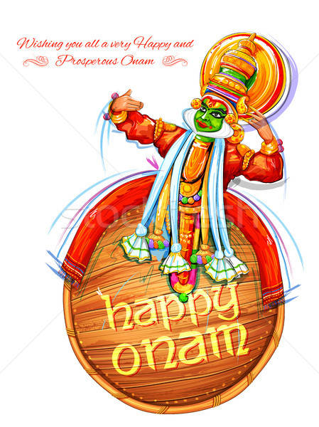 449x600 Kathakali Dancer On Background For Happy Onam Festival Of South