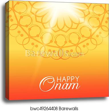 382x390 Happy Onam Vector Greeting Card, Canvas Print Barewalls Posters