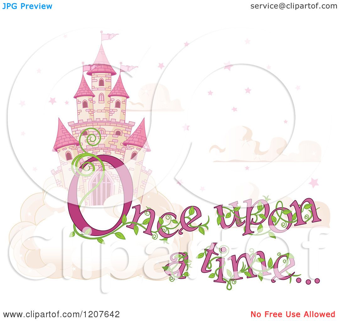 1080x1024 Cartoon Of A Pink Fairy Tale Sky Castle With Once Upon A Time Text