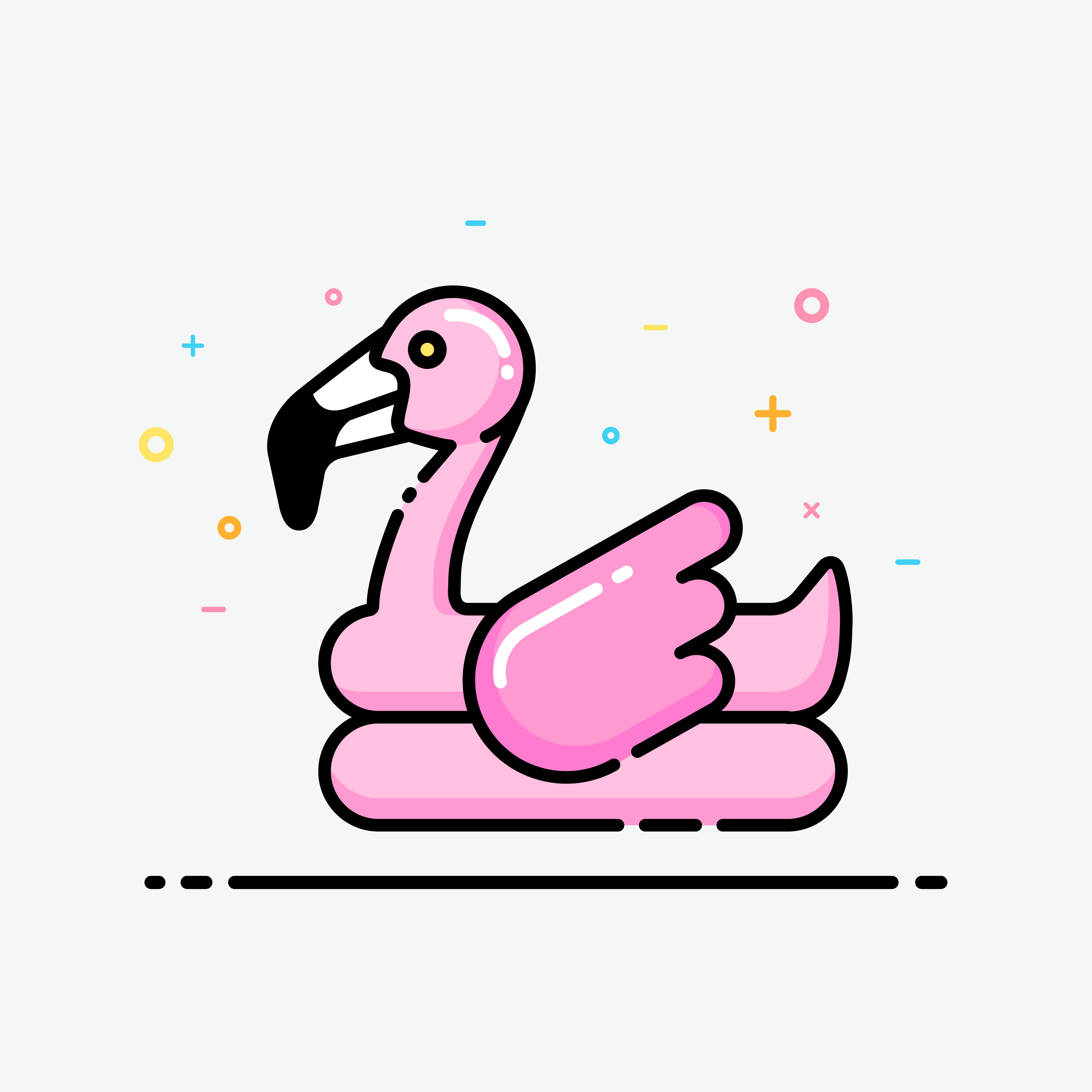 Flamingo Swim Ring Icon In Flat Line Design Cute Pink Flamingo 4167x4167 Flamingo Swim Ring Icon In Flat Line Design Cute Pink Flamingo