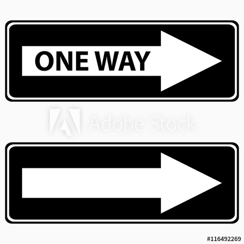 500x500 Black One Way Sign