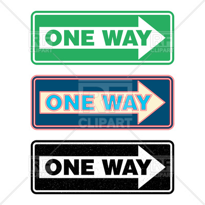 400x400 One Way Sign Set, Green, Neon And Grunge Vector Image Of Signs
