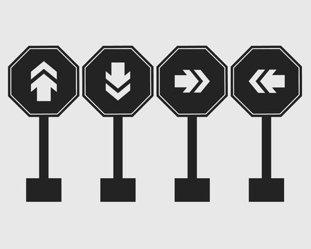 450x361 One Way Street Sign Icon On Gray Background Royalty Free Vector