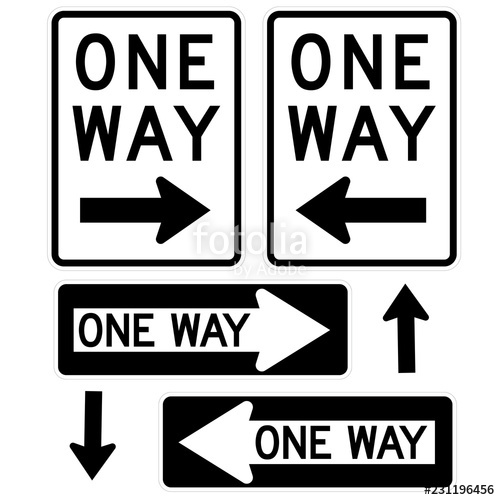 500x500 Signage One Way Signs, Black And White Stock Image And Royalty
