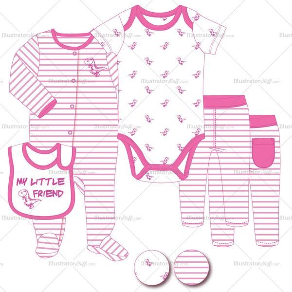 Infant Sleep Romper, Onesie, Bib And Pants Fashion Flat Template 600x600 Infant Sleep Romper, Onesie, Bib And Pants Fashion Flat Template