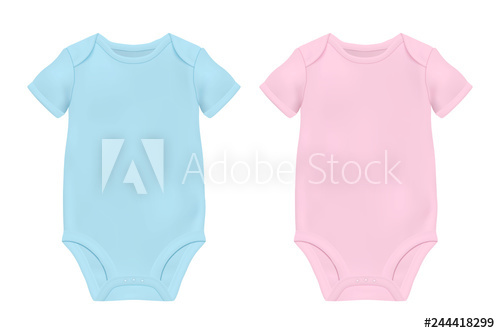 500x333 Vector Realistic Blue And Pink Blank Baby Bodysuit Template, Mock