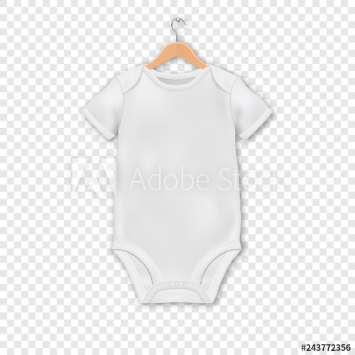 500x500 Vector Realistic White Blank Baby Bodysuit Template, Mock Up