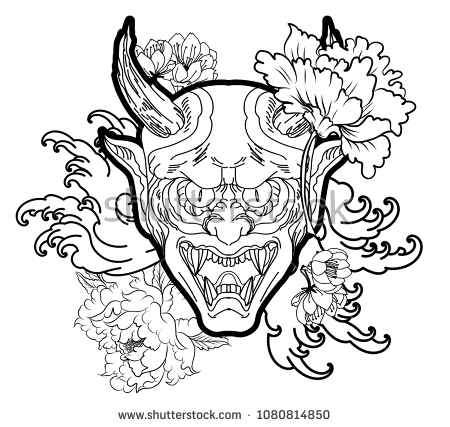 Oni Mask Vector at Vectorified.com | Collection of Oni Mask Vector free ...