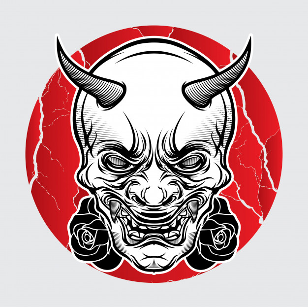 Oni Mask Japanese Tattoo Vector Premium Download 626x623 Oni Mask Japanese Tattoo Vector Premium Download
