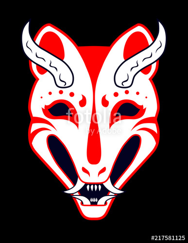 387x500 Oni Kitsuni Fox Demon Stock Image And Royalty Free Vector