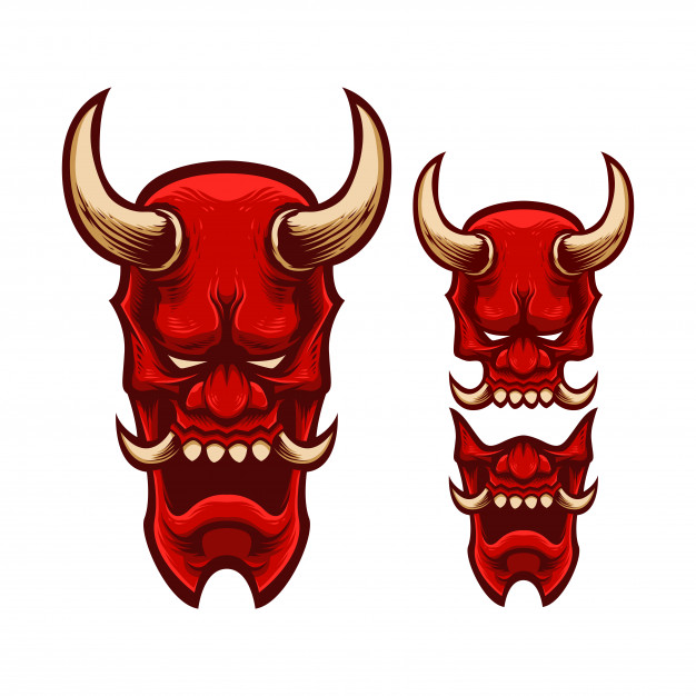 626x626 Set Mascot Logo Mask Japan Oni Vector Premium Download