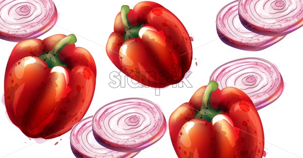 623x326 Red Pepper And Onion Vector Pattern Menu Restaurant Texture Starpik