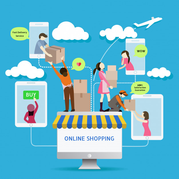 Flat Style Mobile Online Store E Commerce Icons Infographics 626x626 Flat Style Mobile Online Store E Commerce Icons Infographics