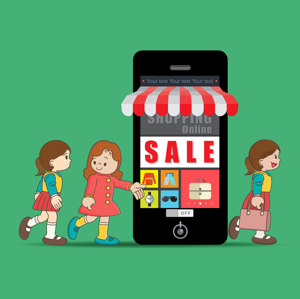 The Girls Doing Online Shopping Vector 1000x996 The Girls Doing Online Shopping Vector