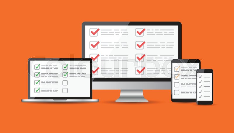 800x457 Online Survey, Checklist Set Tablet, Stock Vector Colourbox