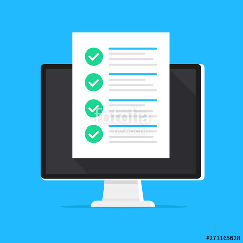 500x500 Online Survey, Form, Checklist On Computer Screen Vector