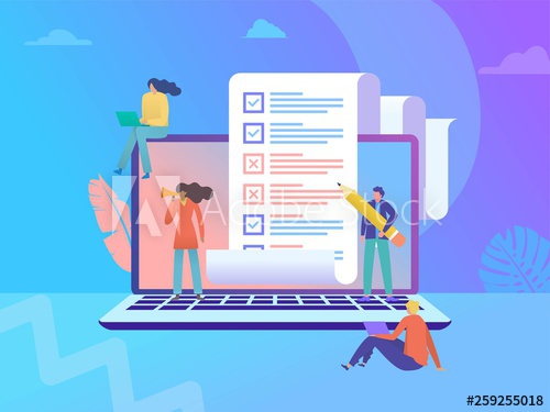 500x375 Online Survey Vector Illustration Concept, People Filling Online