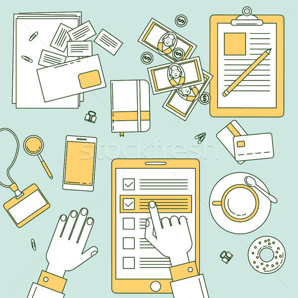 600x600 Man Hands With Online Survey Tablet Vector Illustration Liliia