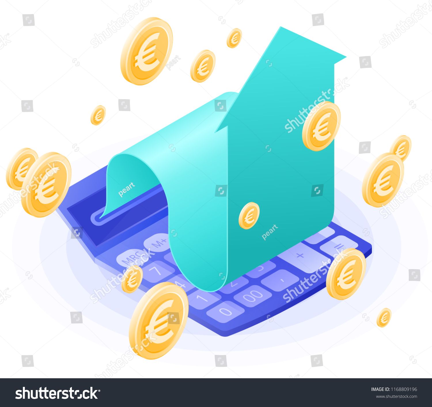 1500x1416 The Accountant Calculator, Increasing Arrow, Euros Gold Rain Flat