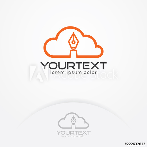 500x500 Cloud Write Logo, Logo Design Of Online Writing In Line Style
