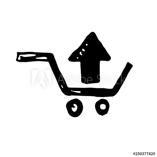 500x500 Icon Black Hand Drawn Simple Outline Online Udpate Cart Symbol