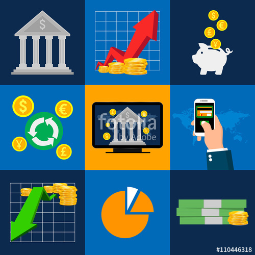 500x500 Banking Icons Set With Isolated Concepts Of Online Payment