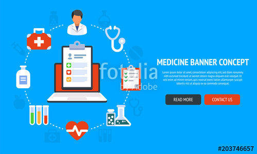 500x300 Flat Color Banner Design Concept For Medicine And Healthcare