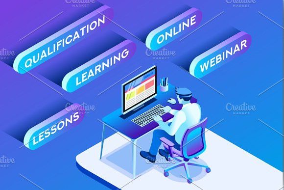 580x387 Learning Online Vector Working Man Marketing Graphic Design