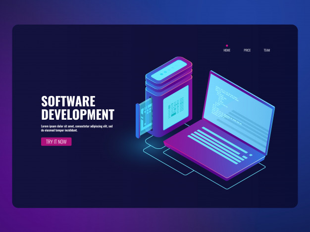 626x469 Online Banking Software, Laptop With Program Code On Screen Vector