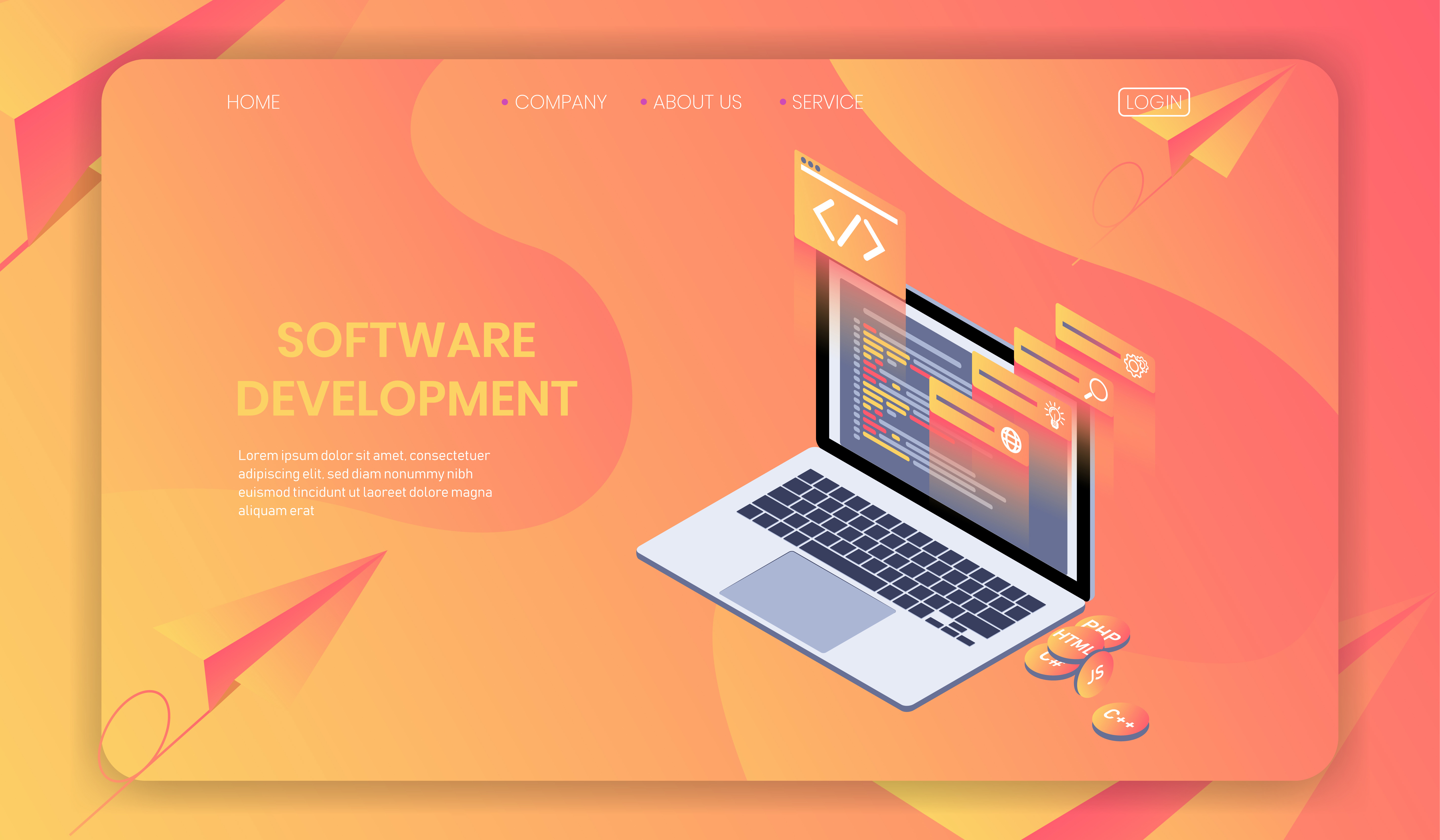 5834x3403 Software Development Isometric Concept, Web Developer, Programming