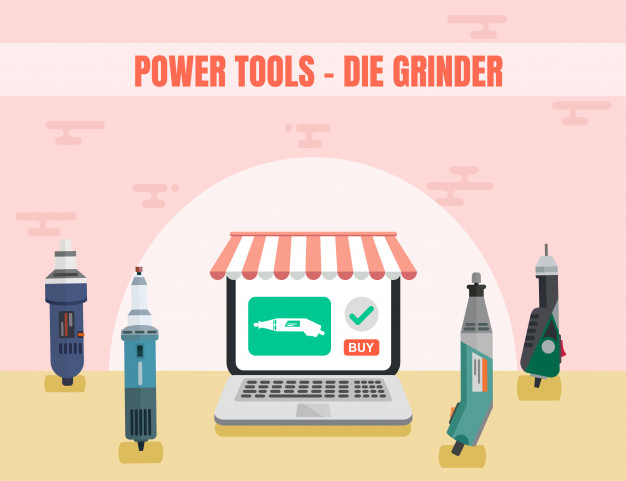 626x481 Die Grinder Assortment Power Tool Online Ad Vector Premium Download