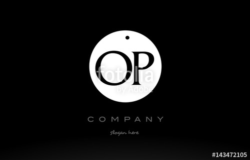 500x321 Op O P Simple Black White Circle Alphabet Letter Logo Vector Icon