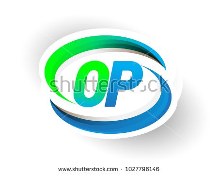 450x361 Initial Letter Op Logotype Company Name Colored Blue And Green