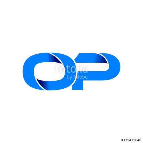 500x500 Op Logo Initial Logo Vector Modern Blue Fold Style Stock Image
