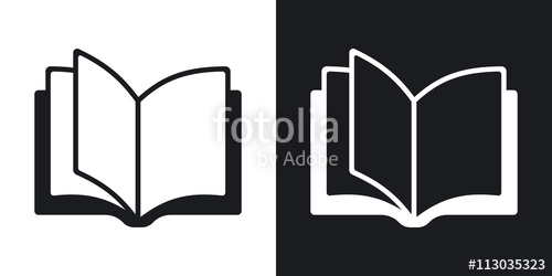 500x250 Open Book Icon, Vector Two Tone Version On Black And White