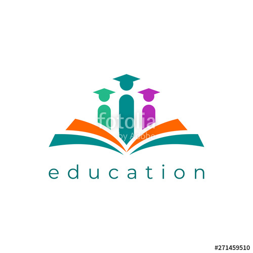 500x500 Open Book Logo Education Flat Vector Design Stock Image