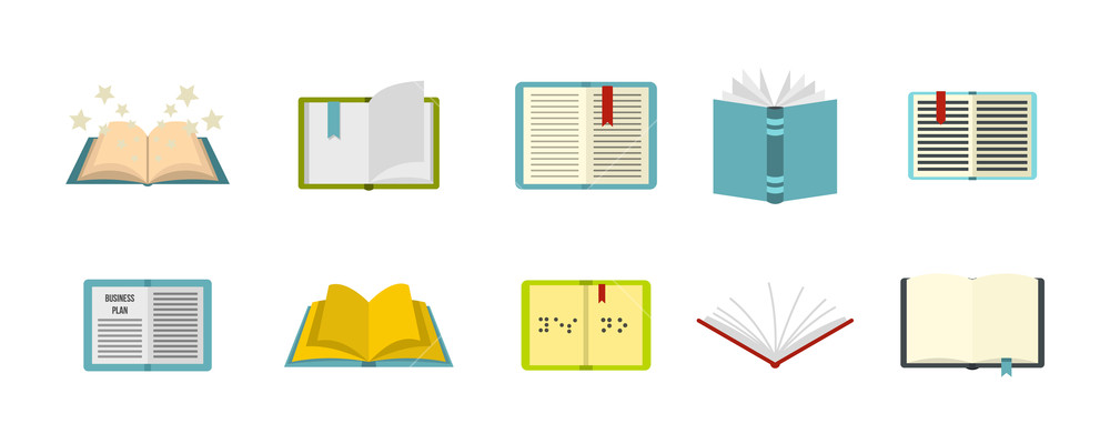 1000x400 Open Book Icon Set Flat Set Of Open Book Vector Icons For Web