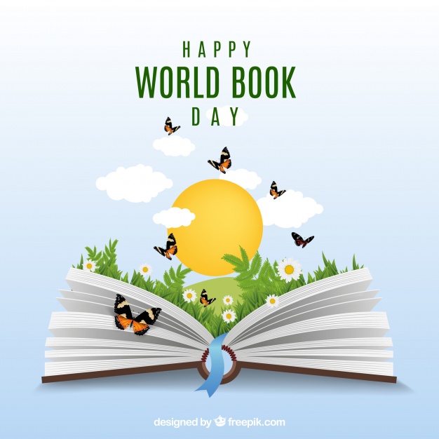 626x626 Realistic Background With Open Book And Butterflies Vector Free