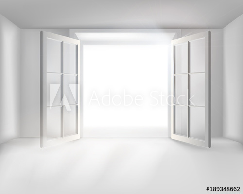 500x400 The Room With Open Door Vector Illustration