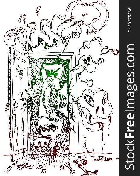 Horror Open Door Vector 477x600 Horror Open Door Vector
